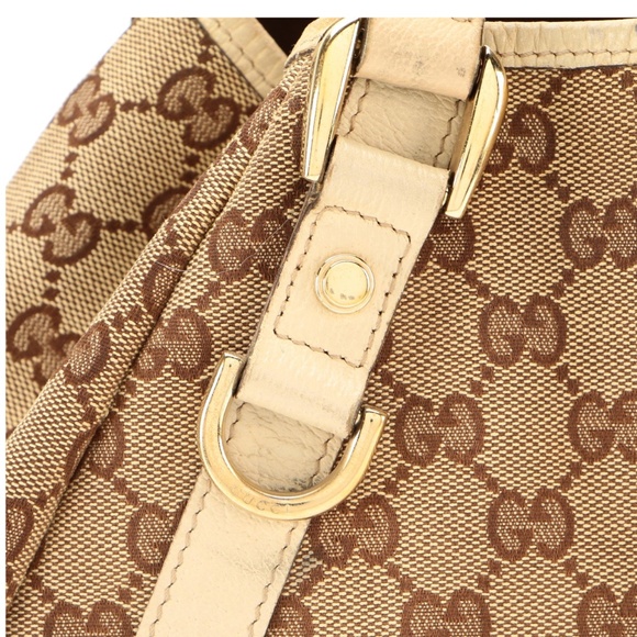 Gucci Shoulder Tote Bag in Tan GG Canvas with Leather Trim - Picture 6 of 15